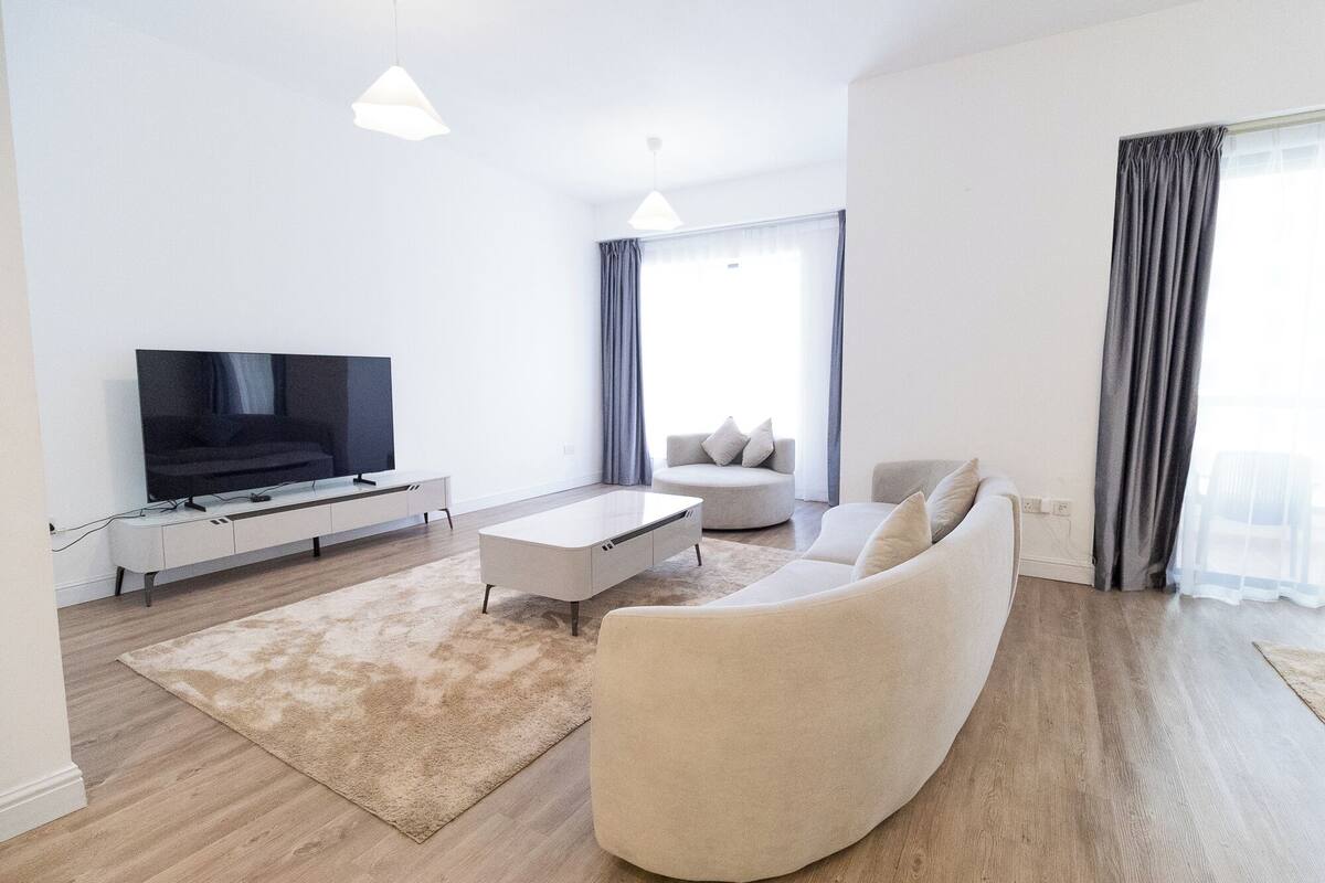 Comfort Apartment, 2 Bedrooms, Balcony, Marina View | Living area | 58-inch flat-screen TV with digital channels, Smart TV