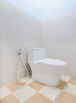 Shower, towels, soap, shampoo