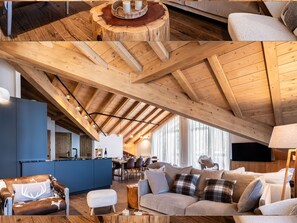 Télévision, cheminée, espaces bureaux