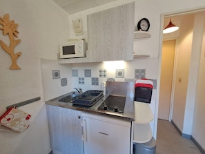 Fridge, microwave, coffee/tea maker, toaster - T2 Apartment with view, parking, 4 pers in Les Deux Alpes (Les Deux Alpes)
