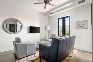 TV, offices - Fire Tower | 1BR w/ Balcony in Downtown Charleston (Charleston)