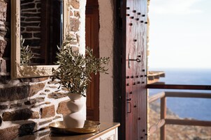 Andros Traditional 1 Bedroom Maisonette with Panoramic Sea View | Laptop workspace, soundproofing, iron/ironing board, free WiFi