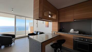 Apartment | Private kitchen | Fridge, microwave, oven, electric kettle