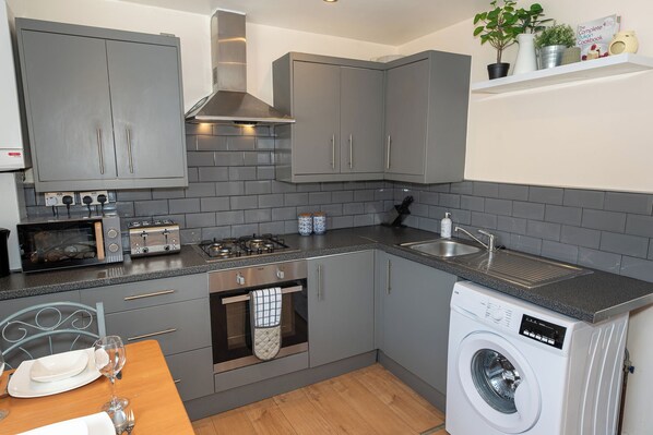 Microwave, oven, stovetop, electric kettle