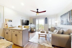 Smart TV, DVD player, books, video library