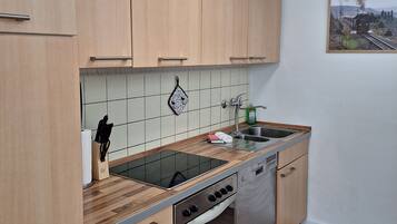 Kühlschrank, Mikrowelle, Herdplatte, Geschirrspüler