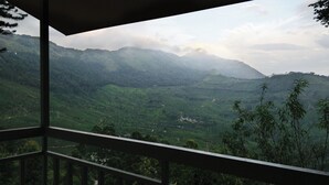 A view from a balcony overlooking a lush valley with mountains in the distance. - Mount Valley Resort - A Secluded Getaway (Devikolam)