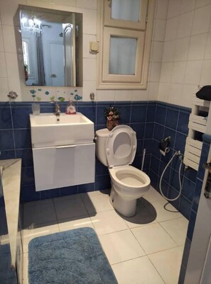 Haartrockner, Handtücher, Seife, Toilettenpapier