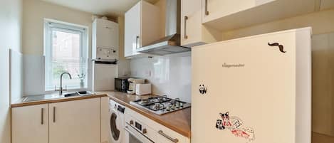 Fridge, microwave, oven, toaster