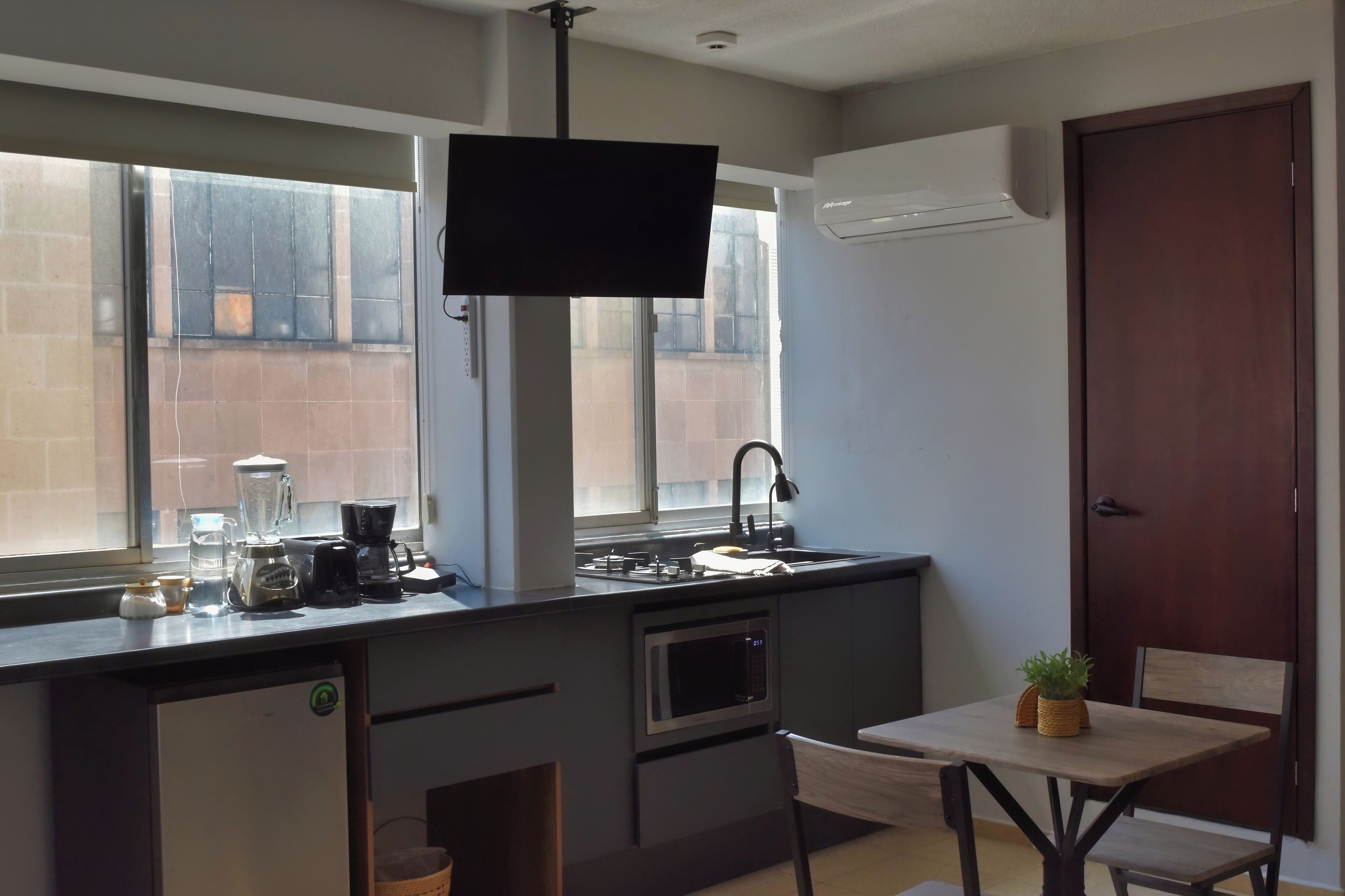 Deluxe Apartment | Private kitchen | Mini-fridge, microwave, stovetop, coffee/tea maker