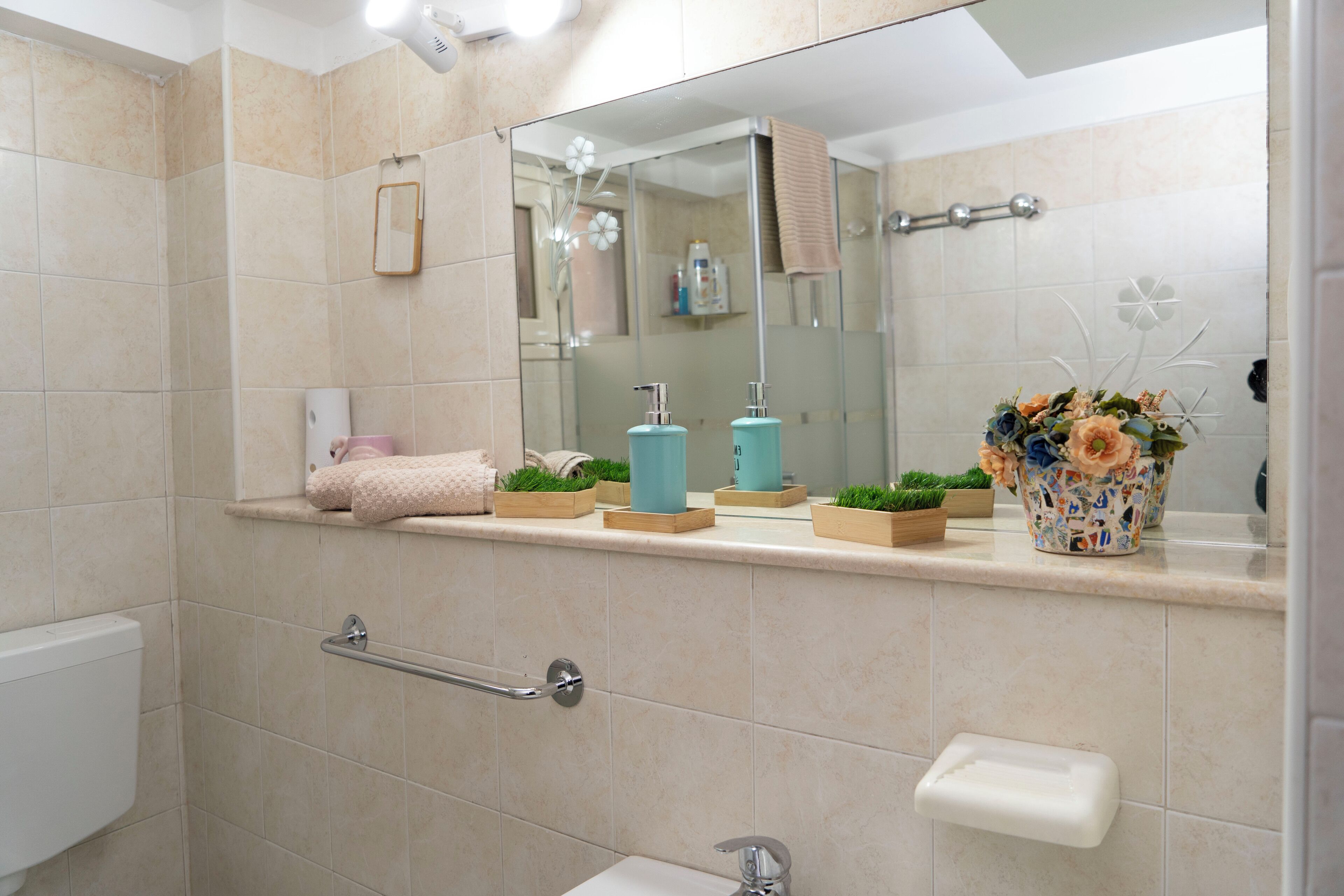 Dusche, Haartrockner, Bidet, Handtücher