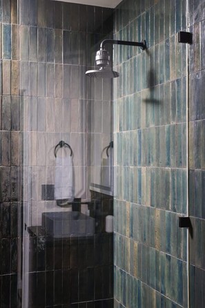 Regadera, secadora de cabello, shampoo