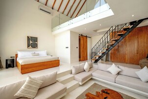 Villa, Pool View, Mezzanine | Living area | 55-inch Smart TV with cable channels, smart speakers