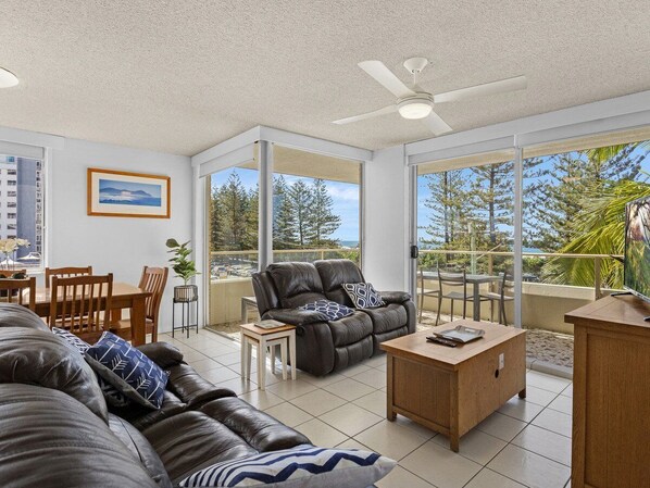 Apartment, 3 Bedrooms, Ocean View | Living area | Flat-screen TV