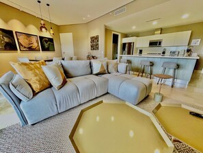 Living area - Cozy 2-bedroom condo - Next to Beach Club - Luxury & Design - Sleeps 6 (El Chirú)