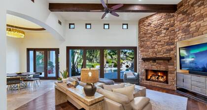 Luxury Single Story Home w/ Pool House, Heated Pool/Spa, Outdoor Living, Fire Pit, Garage Parking!