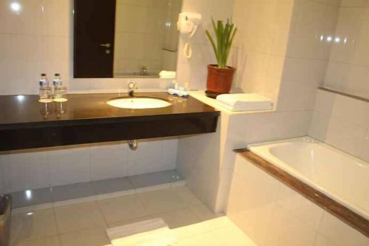 Ducha, secador de pelo, toallas, jabón