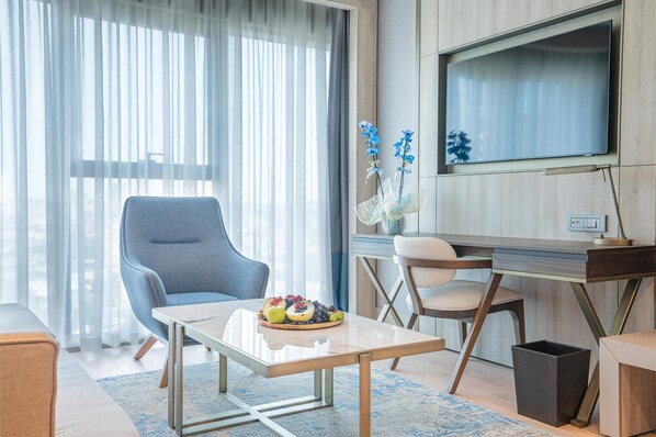 Lakens van Egyptisch katoen, luxe beddengoed, een minibar