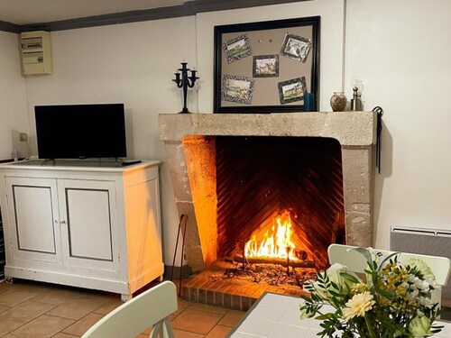Rustic cottage with fireplace in Saint-Lubin-en-Vergonnois, pets allowed