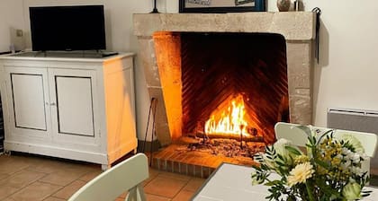 Rustic cottage with fireplace in Saint-Lubin-en-Vergonnois, pets allowed