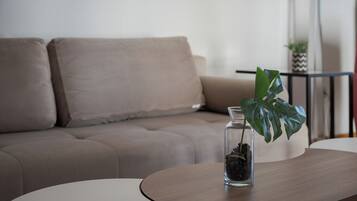 Apartment, Balcony | Living area | 50-inch flat-screen TV with satellite channels
