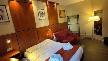 Desk, laptop workspace, blackout curtains, soundproofing