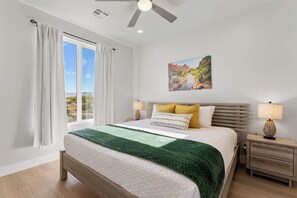 4 bedrooms, desk, iron/ironing board, travel cot