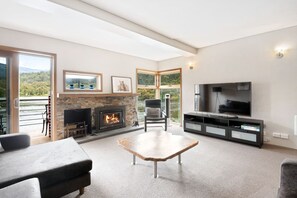 TV, fireplace