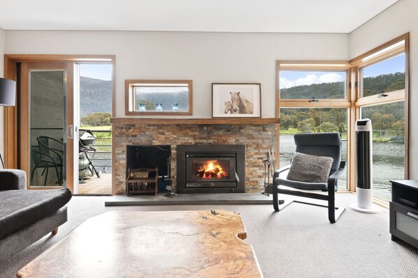 TV, fireplace