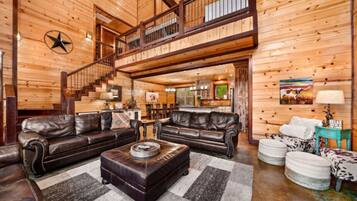 Televisio, takka, pöytäjalkapallopöytä, stereot