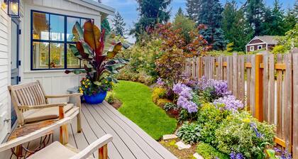 Modern, family-friendly natural light filled cottage with patio, central AC