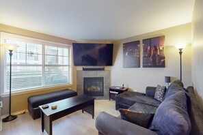 TV, DVD player, video library