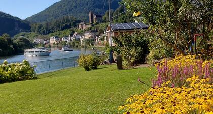 Neckar idyll with castle view in an upscale apartment and covered terrace