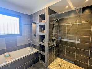 Hair dryer, soap, toilet paper