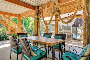 Outdoor dining - Waterfront Gulf Coast Home w/ Outdoor Oasis! (Gautier)