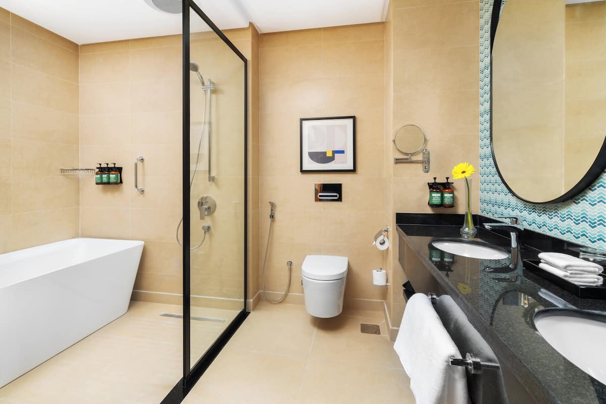 Free minibar items, in-room safe, desk, laptop workspace