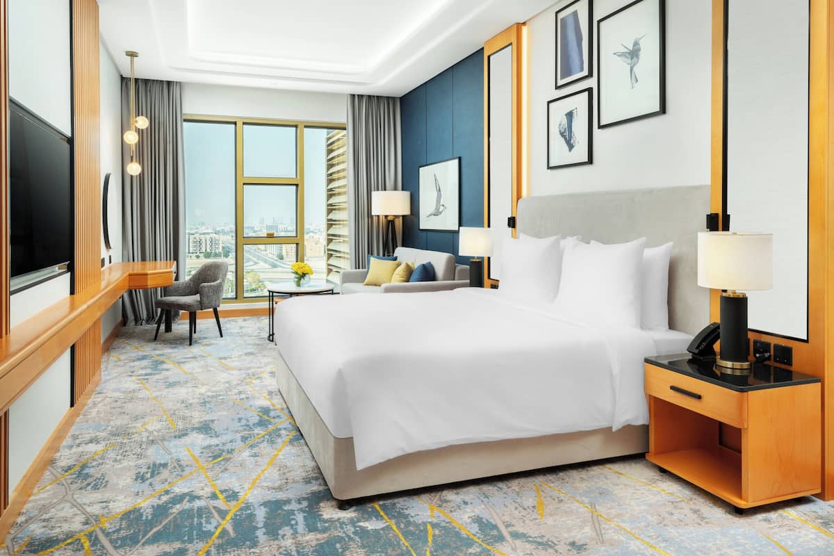 Free minibar items, in-room safe, desk, laptop workspace