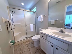Designer toiletries, towels, toilet paper