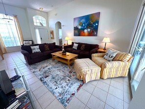 House, Multiple Beds, Pool Access, Pool View | Living area - Private, Large Pool Villa, Southern Dunes, Golf Course Views (Haines City)