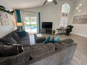 House, Multiple Beds, Pool Access, Pool View | Living area - Updated Pool Villa, Southern Dunes (Haines City)