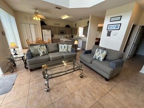 House, Multiple Beds, Pool Access, Pool View | Living area - South Facing Pool Home - Room for the Whole Family! (Haines City)