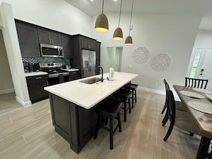 House, Multiple Beds, Pool Access, Pool View | Private kitchen