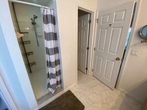 Designer toiletries, towels, toilet paper