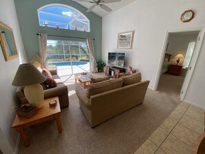 House, Multiple Beds, Pool Access, Golf View | Living area - Golf Course Views, South Facing Pool Villa (Haines City)