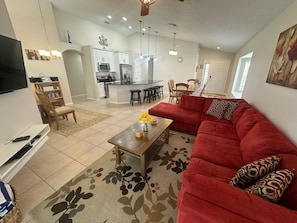 House, Multiple Beds, Pool Access, Pool View | Living area - Beautiful 4-bedroom Pool Villa in Southern Dunes With a Golf Course View (Haines City)