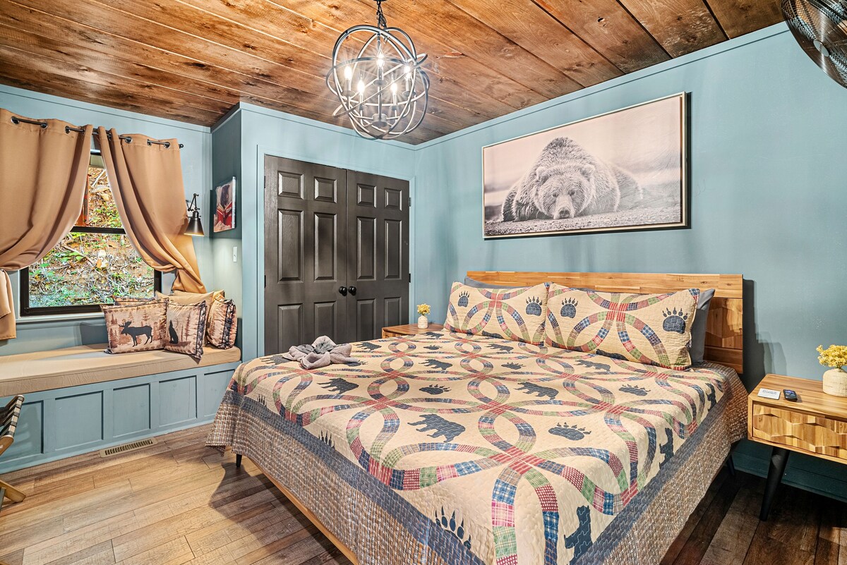 Photo 48 of Christmas Decor, Walk to the Smokies! Hike, King Beds, Hot tub, Dogs, Game Room