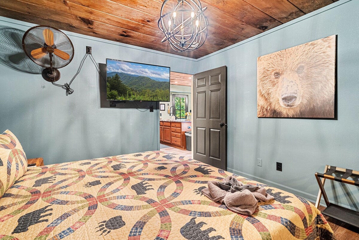 Photo 49 of Christmas Decor, Walk to the Smokies! Hike, King Beds, Hot tub, Dogs, Game Room