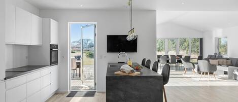 Fridge, dishwasher, coffee/tea maker