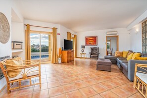 TV, fireplace - Villa 'Alvor' with Sea View, Wi-Fi and Air Conditioning (Alvor)