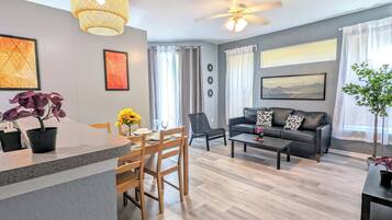 Smart TV, foosball, table tennis, books